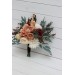 Wedding bouquets in orange rust cinnamon peach colors. Bridal bouquet. Faux bouquet. Bridesmaid bouquet. 5058