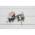 Wedding boutonnieres and wrist corsage  in white blush pink color scheme. Flower accessories.5056