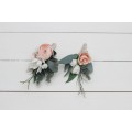 Wedding Boutonnieres & Wrist Corsage in White & Blush Pink | Faux Flower Accessories
