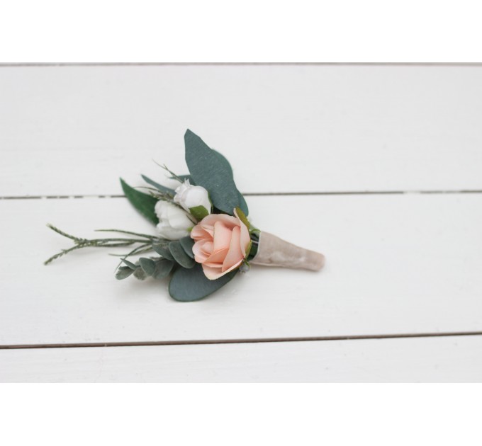 Wedding Boutonnieres & Wrist Corsage in White & Blush Pink | Faux Flower Accessories