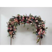  Flower arch arrangement in burgundy dusty rose blue colors.  Arbor flowers. Floral archway. Faux flowers for wedding arch. 5188