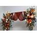  Flower arch arrangement in burnt orange burgundy and ivory colors.  Arbor flowers. Floral archway. Faux flowers for wedding arch. 5060-2