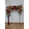  Flower arch arrangement in burnt orange burgundy and ivory colors.  Arbor flowers. Floral archway. Faux flowers for wedding arch. 5060-2