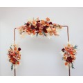  Flower arch arrangement in burnt orange burgundy peach colors.  Arbor flowers. Floral archway. Faux flowers for wedding arch. 5060-10