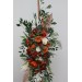  Flower arch arrangement in burnt orange ivory rust emerald green colors.  Arbor flowers. Floral archway. Faux flowers for wedding arch. 5201