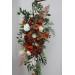  Flower arch arrangement in burnt orange ivory rust emerald green colors.  Arbor flowers. Floral archway. Faux flowers for wedding arch. 5201