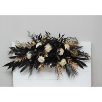  Flower arch arrangement in ivory black gold colors.  Arbor flowers. Floral archway. Faux flowers for wedding arch. 5159