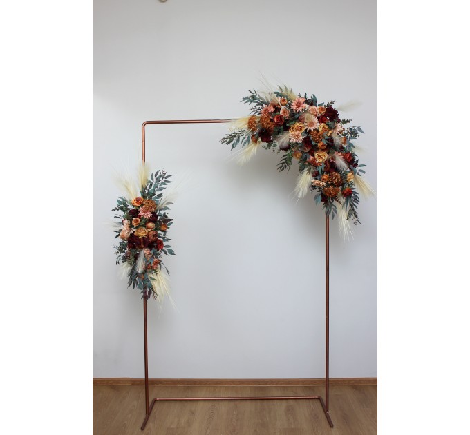 Pampas grass. Rust burgundy floral arch arrangement . Arbor flowers. Floral archway. Faux flowers for wedding arch. 5060-8