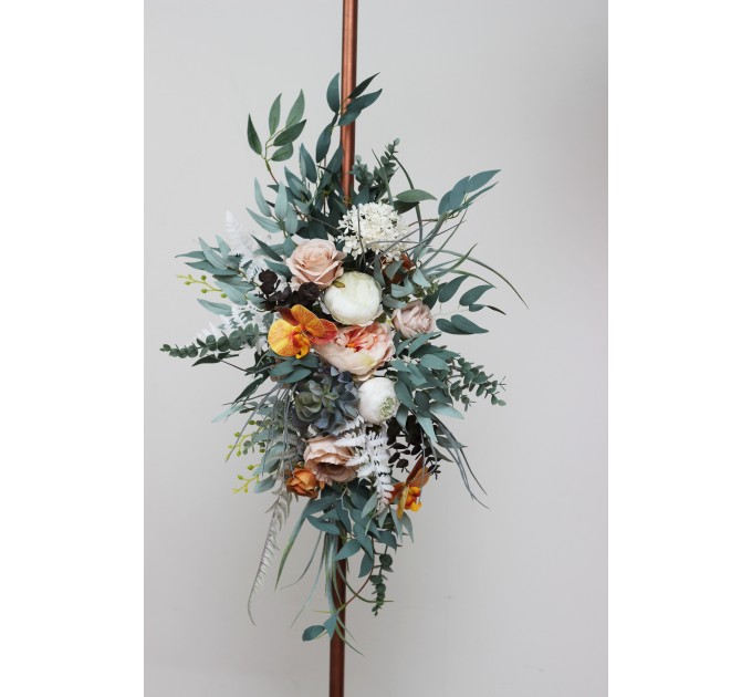 Succulent boho rust beige white flower arch  Arbor flowers. Floral archway. Faux flowers for wedding arch. 5060-4