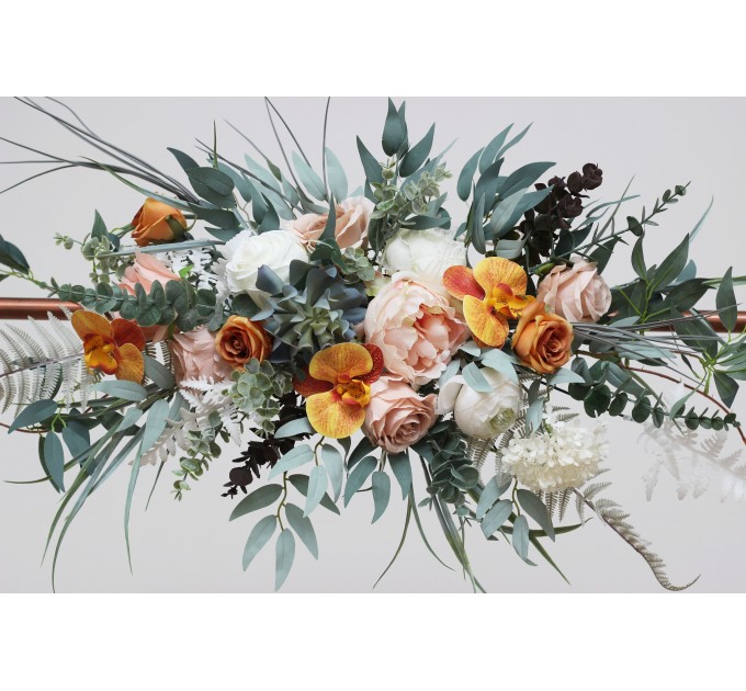 Succulent boho rust beige white flower arch  Arbor flowers. Floral archway. Faux flowers for wedding arch. 5060-4