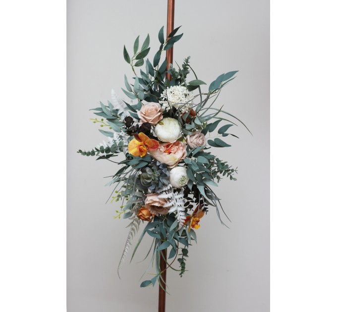 Succulent boho rust beige white flower arch  Arbor flowers. Floral archway. Faux flowers for wedding arch. 5060-4