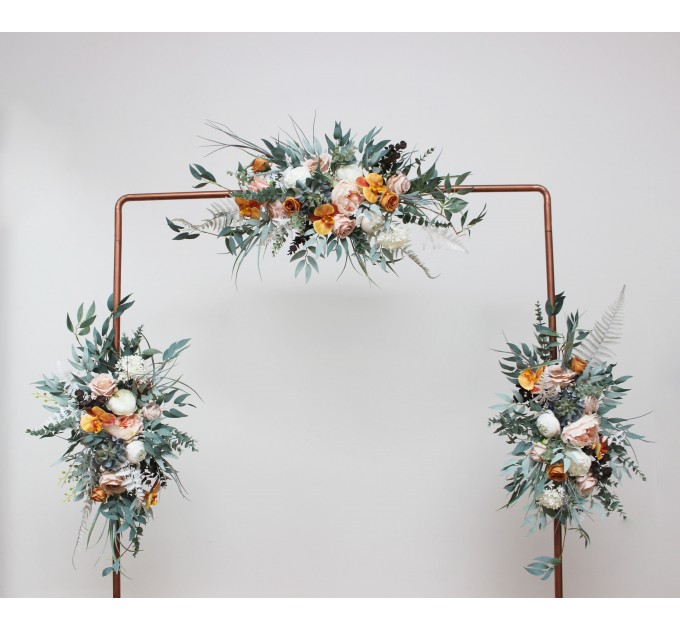 Succulent boho rust beige white flower arch  Arbor flowers. Floral archway. Faux flowers for wedding arch. 5060-4