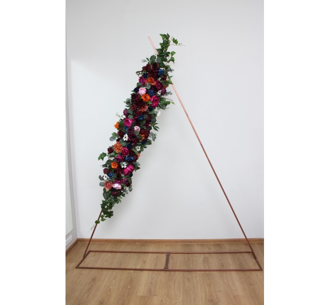  Flower arch arrangement in emerald green orange purple colors.  Arbor flowers. Floral archway. Faux flowers for wedding arch. 5054