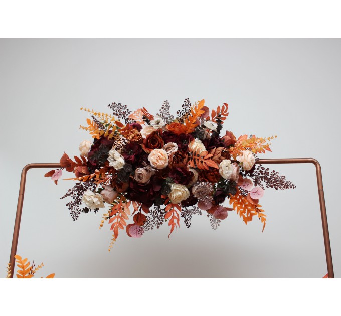 Set of 3. Rust burgundy burnt orange  ivory flower arch arrangement   Arbor flowers. Floral archway. Faux flowers for wedding arch. 5060-11