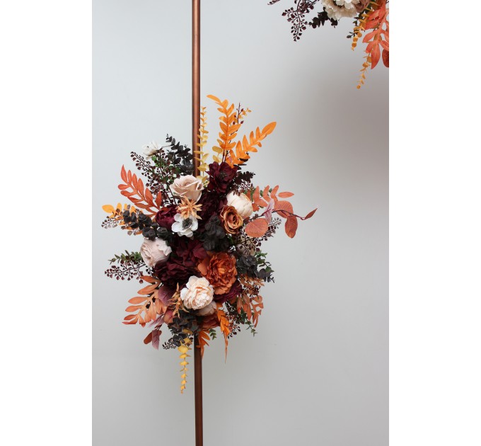 Set of 3. Rust burgundy burnt orange  ivory flower arch arrangement   Arbor flowers. Floral archway. Faux flowers for wedding arch. 5060-11