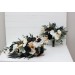 Wedding bouquets in black gold white colors. Bridal bouquet. Cascading bouquet. Faux bouquet. Bridesmaid bouquet. 5065