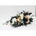 Wedding bouquets in black gold white colors. Bridal bouquet. Cascading bouquet. Faux bouquet. Bridesmaid bouquet. 5065