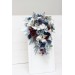 Wedding bouquets in dusty blue navy blue burgundy white colors. Bridal bouquet. Cascading bouquet. Faux bouquet. Bridesmaid bouquet. 5063