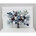 Wedding bouquets in dusty blue navy blue burgundy white colors. Bridal bouquet. Cascading bouquet. Faux bouquet. Bridesmaid bouquet. 5063