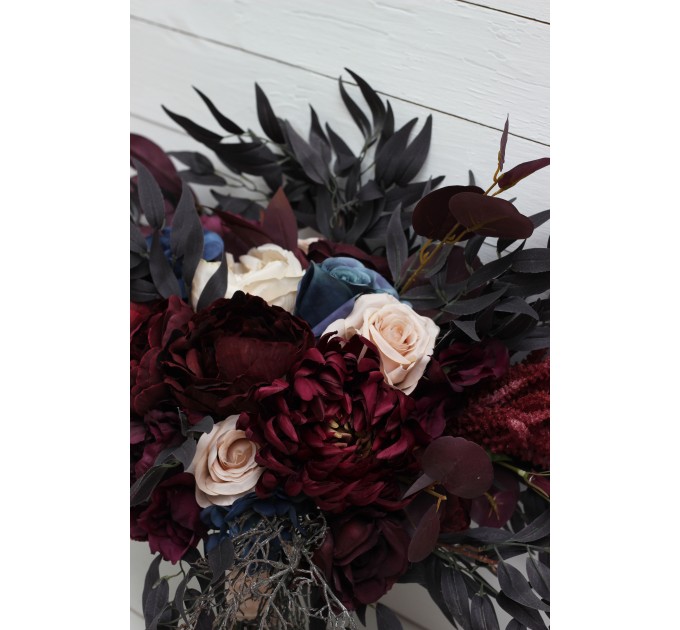 Wedding bouquets in purple burgundy beige navy blue colors. Bridal bouquet. Halloween wedding. Faux bouquet. Bridesmaid bouquet. 5064