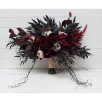 Wedding bouquets in purple burgundy beige navy blue colors. Bridal bouquet. Halloween wedding. Faux bouquet. Bridesmaid bouquet. 5064