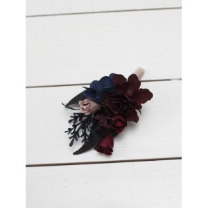  Wedding boutonnieres and wrist corsage  in purple burgundy beige navy blue color scheme. Flower accessories. 5064