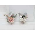 Wedding Boutonnieres & Wrist Corsage in White, Beige & Gray | Faux Flower Accessories