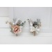 Wedding Boutonnieres & Wrist Corsage in White, Beige & Gray | Faux Flower Accessories