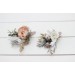 Wedding Boutonnieres & Wrist Corsage in White, Beige & Gray | Faux Flower Accessories