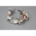 White beige grey  flower crown. Hair wreath. Flower girl crown. Wedding flowers.5062