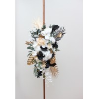  Flower arch arrangement in black gold white colors.  Arbor flowers. Floral archway. Faux flowers for wedding arch. 5065