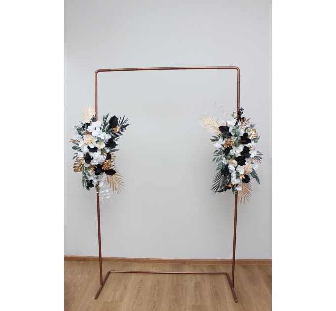  Flower arch arrangement in black gold white colors.  Arbor flowers. Floral archway. Faux flowers for wedding arch. 5065