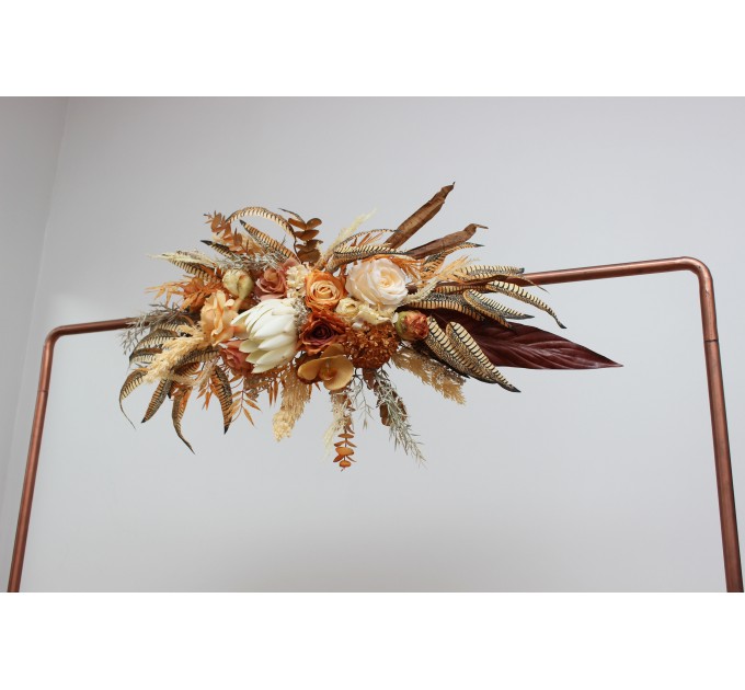 Flower Arch Arrangement in Rust & Ivory | Faux Floral Archway for Wedding