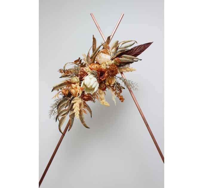 Flower Arch Arrangement in Rust & Ivory | Faux Floral Archway for Wedding