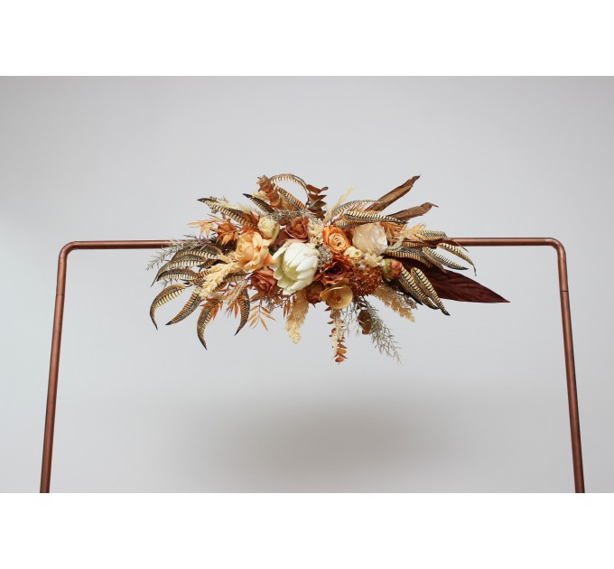Flower Arch Arrangement in Rust & Ivory | Faux Floral Archway for Wedding
