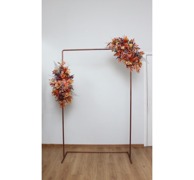  Flower arch arrangement in rust purple orange colors.  Arbor flowers. Floral archway. Faux flowers for wedding arch. 5073