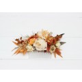 Flower comb in rust ivory color scheme. Wedding accessories for hair. Bridal flower comb. Bridesmaid floral comb. 5072