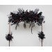 Halloween Wedding Flower Arch Arrangement in Black & Deep Purple | Faux Floral Archway for Gothic Wedding