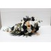 Wedding bouquets in black gold white colors. Bridal bouquet. Cascading bouquet. Faux bouquet. Bridesmaid bouquet. 5065
