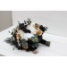 Wedding bouquets in black gold white colors. Bridal bouquet. Cascading bouquet. Faux bouquet. Bridesmaid bouquet. 5065