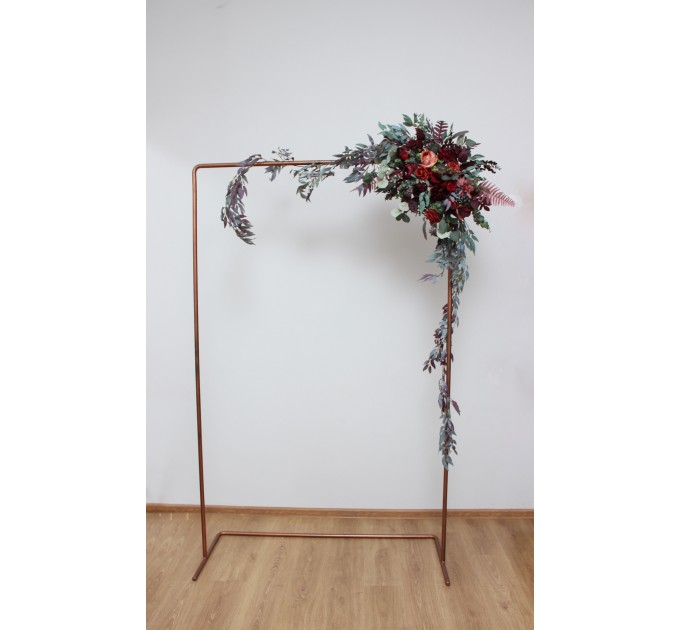  Flower arch arrangement in deep burgundy red blue colors.  Arbor flowers. Floral archway. Faux flowers for wedding arch. 5077