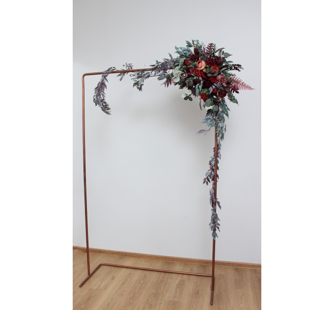  Flower arch arrangement in deep burgundy red blue colors.  Arbor flowers. Floral archway. Faux flowers for wedding arch. 5077