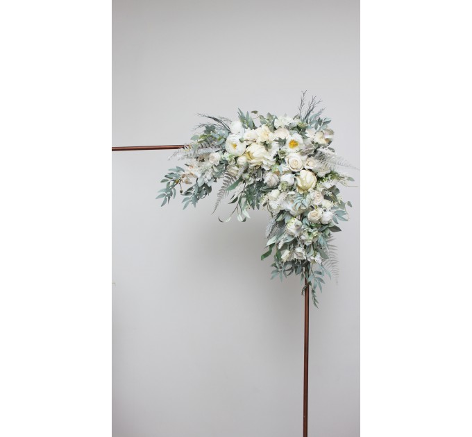  Flower arch arrangement in sage green ivory colors.  Arbor flowers. Floral archway. Faux flowers for wedding arch. 5075