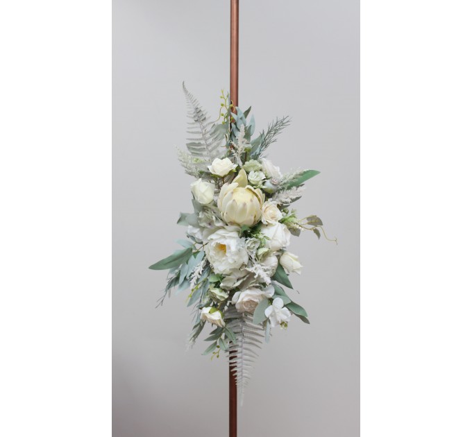  Flower arch arrangement in sage green ivory colors.  Arbor flowers. Floral archway. Faux flowers for wedding arch. 5075