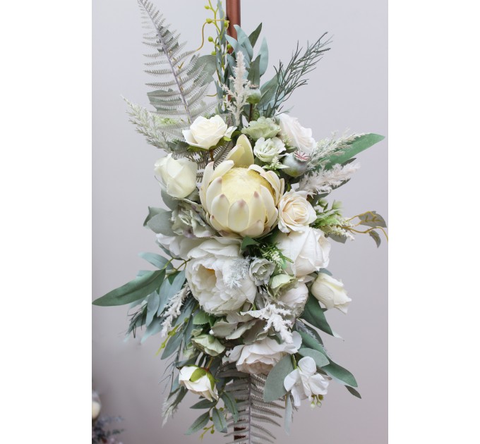  Flower arch arrangement in sage green ivory colors.  Arbor flowers. Floral archway. Faux flowers for wedding arch. 5075