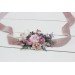Mauve pink white flower belt for wedding. Floral sash. Bridal velvet belt. Flower girl belt. 5076