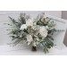 Wedding bouquets in sage green ivory bouquet  colors. Bridal bouquet. Faux bouquet. Bridesmaid bouquet. 5075