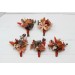 Wedding Boutonnieres & Wrist Corsage in Rust, Orange & Purple | Faux Flower Accessories