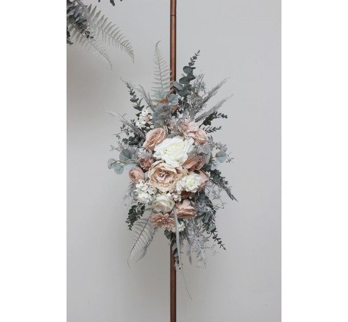  Flower arch arrangement in beige white gray colors.  Arbor flowers. Floral archway. Faux flowers for wedding arch. 5078