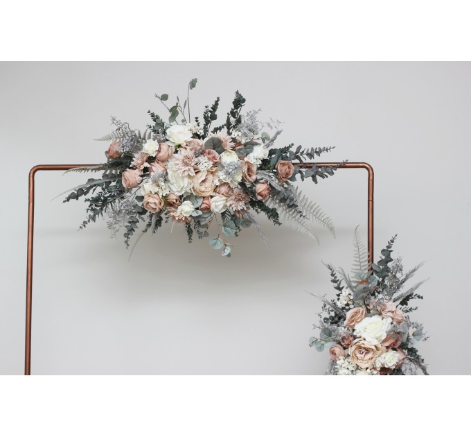  Flower arch arrangement in beige white gray colors.  Arbor flowers. Floral archway. Faux flowers for wedding arch. 5078